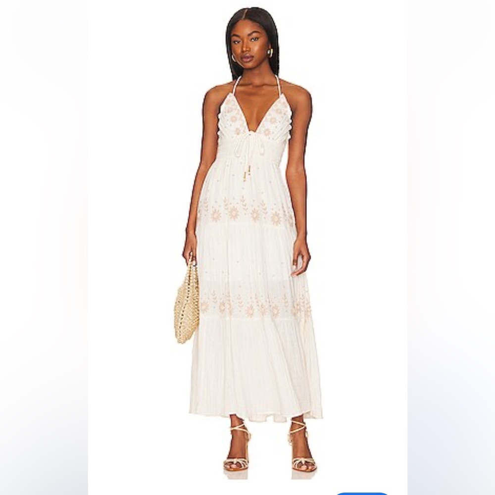 Free People Real Love Embroidered Bohemian Maxi Dress Size M Summer Resort Boho - Picture 2 of 16